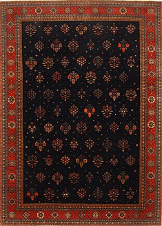 Indian Gabbeh Blue Rectangle 10x13 ft Wool Carpet 21319