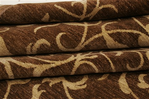 Modern Brown Hand Knotted 101 X 141 Area Rug 100-21327 Image 8