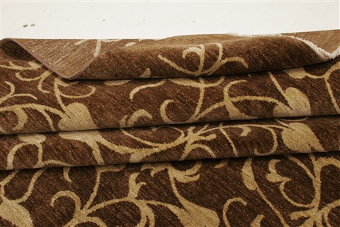 Modern Brown Hand Knotted 101 X 141 Area Rug 100-21327 Image 9