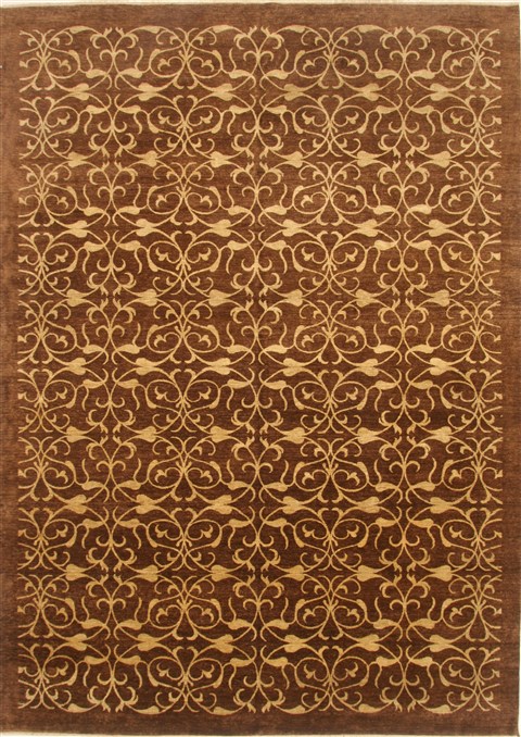 Modern Brown Hand Knotted 101 X 141 Area Rug 100-21327 Image 0