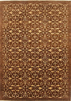 Indian Modern Brown Rectangle 10x14 ft Wool Carpet 21327