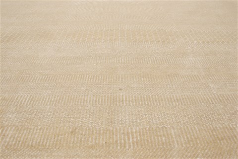 Modern Beige Hand Knotted 99 X 1311 Area Rug 250-21330 Image 8