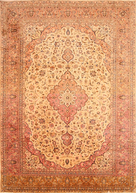 Kashan Beige Hand Knotted 88 X 126 Area Rug 100-21336 Image 0