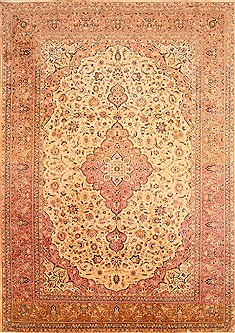 Kashan Beige Hand Knotted 8'8" X 12'6"  Area Rug 100-21336