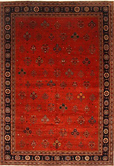 Indian Gabbeh Red Rectangle 10x14 ft Wool Carpet 21345