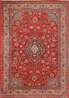 Persian sarouk Red Rectangle 8x11 ft Wool Carpet 21348