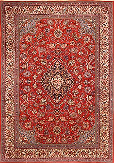 Persian Sarouk Red Rectangle 8x11 ft Wool Carpet 21348