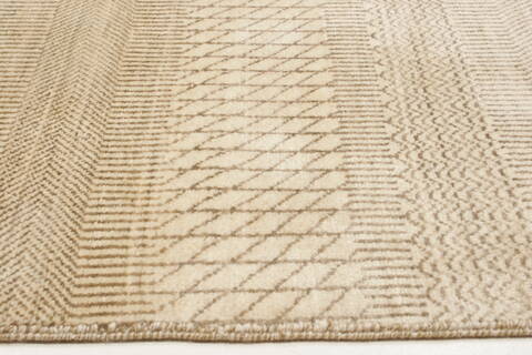 Modern Beige Hand Knotted 910 X 145  Area Rug 250-21349 Image 13