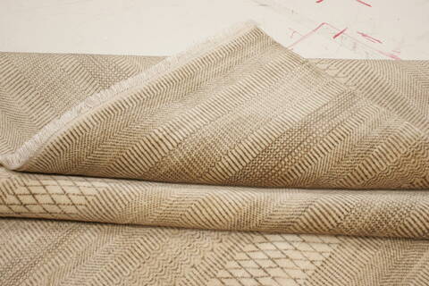 Modern Beige Hand Knotted 910 X 145  Area Rug 250-21349 Image 8