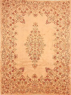 Persian Kerman Beige Rectangle 9x12 ft Wool Carpet 21350