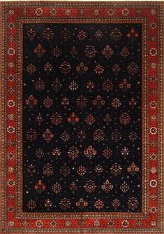 Indian Gabbeh Blue Rectangle 10x14 ft Wool Carpet 21361