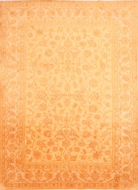 Kashan Yellow Hand Knotted 83 X 114 Area Rug 100-21366 Image 0