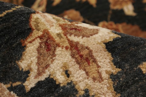 Kashan Black Hand Knotted 911 X 142  Area Rug 250-21369 Image 1