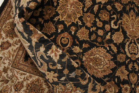 Kashan Black Hand Knotted 911 X 142  Area Rug 250-21369 Image 5