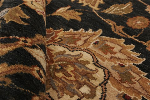 Kashan Black Hand Knotted 911 X 142  Area Rug 250-21369 Image 8