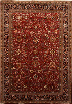 Indian sarouk Red Rectangle 10x14 ft Wool Carpet 21375