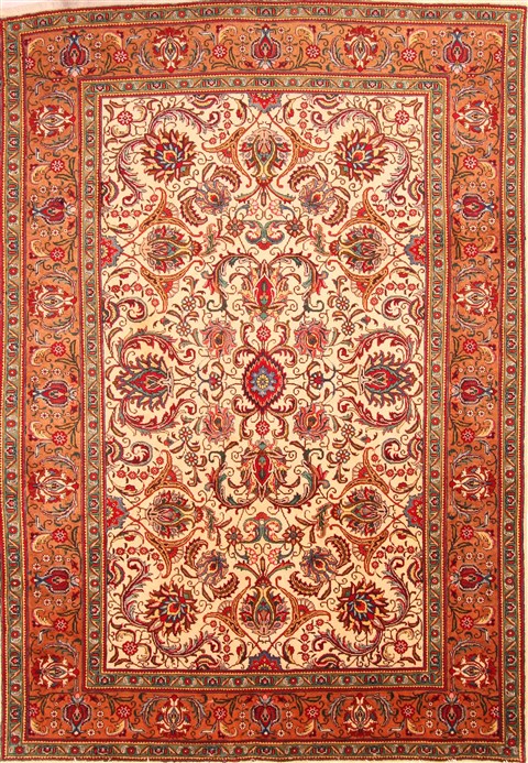 Tabriz Red Hand Knotted 82 X 119  Area Rug 100-21376 Image 0