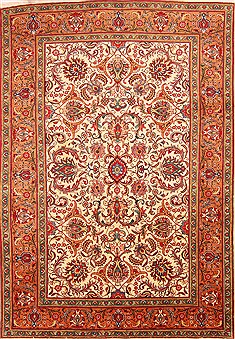 Persian Tabriz Red Rectangle 8x11 ft Wool Carpet 21376