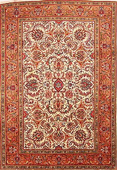 Persian Tabriz Red Rectangle 8x11 ft Wool Carpet 21376