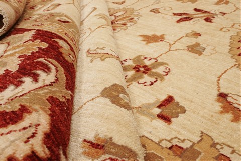 Pishavar Beige Hand Knotted 99 X 136 Area Rug 250-21379 Image 6
