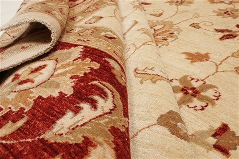 Pishavar Beige Hand Knotted 99 X 136 Area Rug 250-21379 Image 7