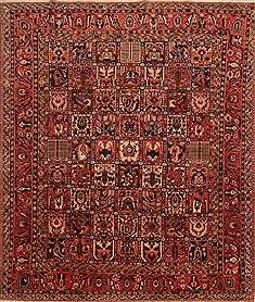 Bakhtiar Red Hand Knotted 8'6" X 11'6"  Area Rug 100-21398