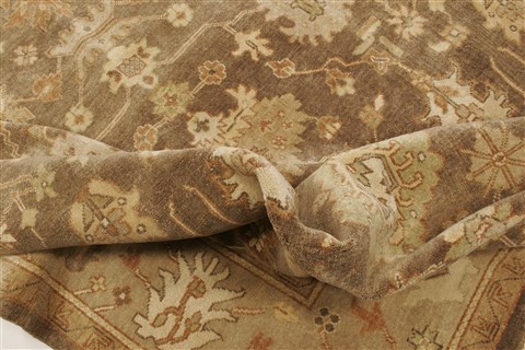 Oushak Brown Hand Knotted 100 X 140 Area Rug 250-21406 Image 4
