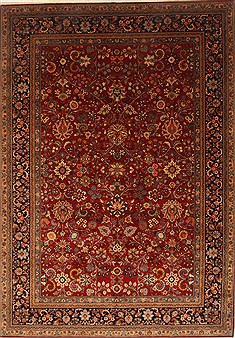 Indian sarouk Red Rectangle 10x14 ft Wool Carpet 21413