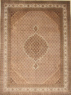 Indian Tabriz Beige Rectangle 10x13 ft Wool Carpet 21415