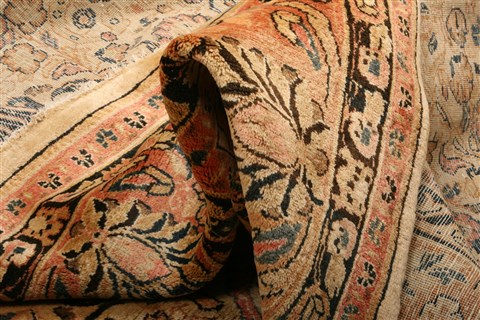Sarouk Beige Hand Knotted 83 X 103 Area Rug 100-21420 Image 5