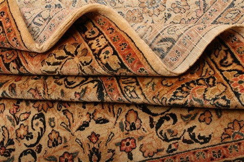 Sarouk Beige Hand Knotted 83 X 103 Area Rug 100-21420 Image 16