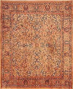 Persian sarouk Beige Rectangle 8x10 ft Wool Carpet 21420