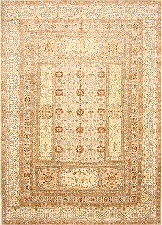 Indian Chobi Beige Rectangle 10x14 ft Wool Carpet 21426