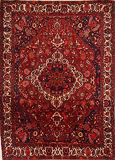 Persian Bakhtiar Red Rectangle 8x11 ft Wool Carpet 21427