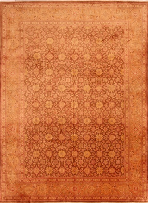 Tabriz Yellow Hand Knotted 81 X 111 Area Rug 100-21434 Image 0