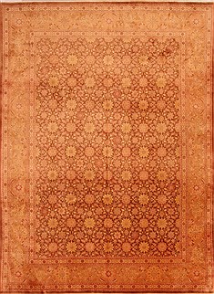 Persian Tabriz Yellow Rectangle 8x11 ft Wool Carpet 21434