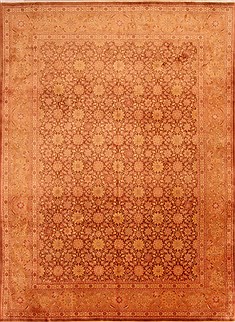 Persian Tabriz Yellow Rectangle 8x11 ft Wool Carpet 21434