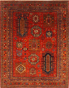Pakistani Kazak Red Rectangle 10x13 ft Wool Carpet 21435