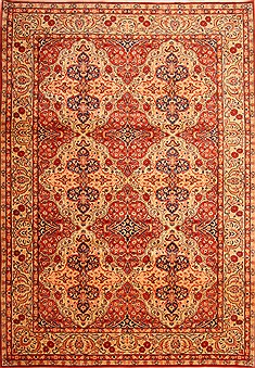 Persian Sarouk Red Rectangle 8x11 ft Wool Carpet 21441
