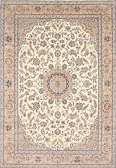 Indian Nain White Rectangle 10x14 ft Wool Carpet 21442