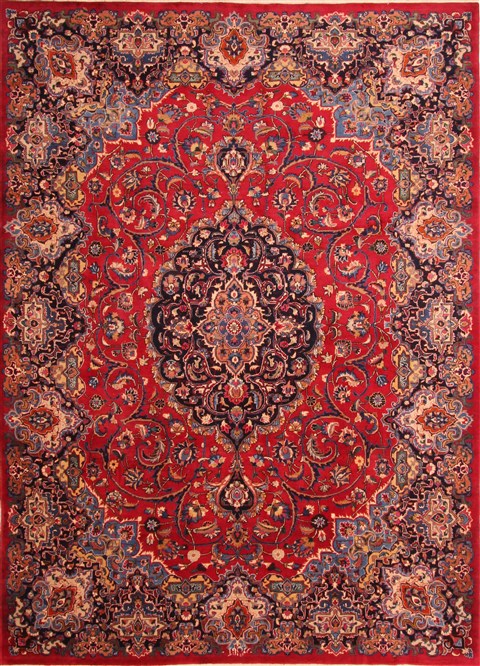 Mashad Red Hand Knotted 85 X 116 Area Rug 100-21451 Image 0