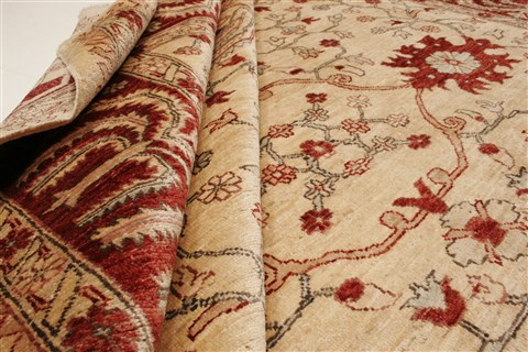 Pishavar Beige Hand Knotted 80 X 93 Area Rug 100-21452 Image 10