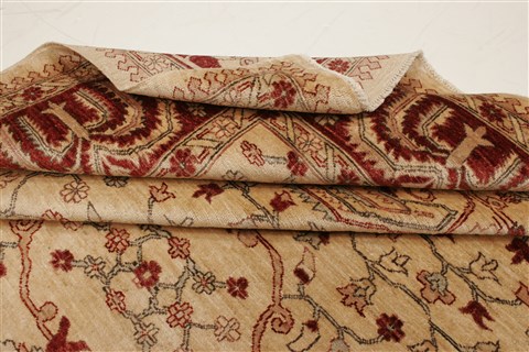 Pishavar Beige Hand Knotted 80 X 93 Area Rug 100-21452 Image 14