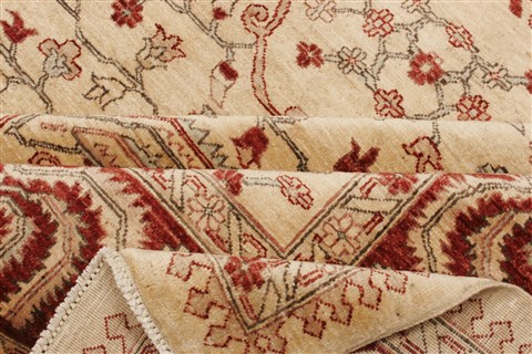 Pishavar Beige Hand Knotted 80 X 93 Area Rug 100-21452 Image 15