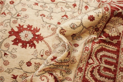 Pishavar Beige Hand Knotted 80 X 93 Area Rug 100-21452 Image 7