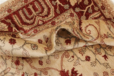 Pishavar Beige Hand Knotted 80 X 93 Area Rug 100-21452 Image 8