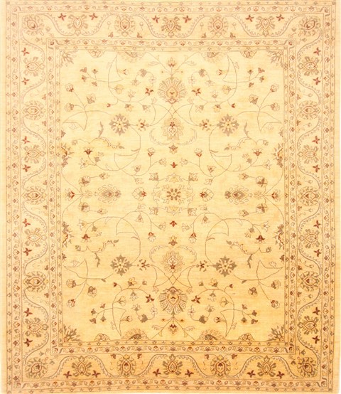 Pishavar Beige Hand Knotted 83 X 98  Area Rug 250-21457 Image 0