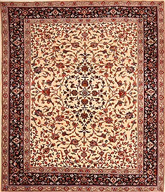 Persian Kashmar White Rectangle 8x10 ft Wool Carpet 21459
