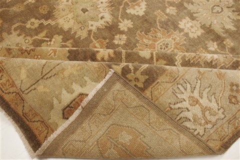Oushak Brown Hand Knotted 82 X 99 Area Rug 250-21461 Image 12