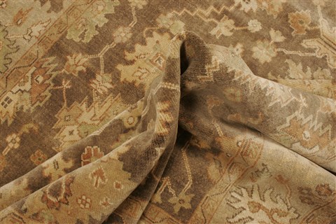 Oushak Brown Hand Knotted 82 X 99 Area Rug 250-21461 Image 4